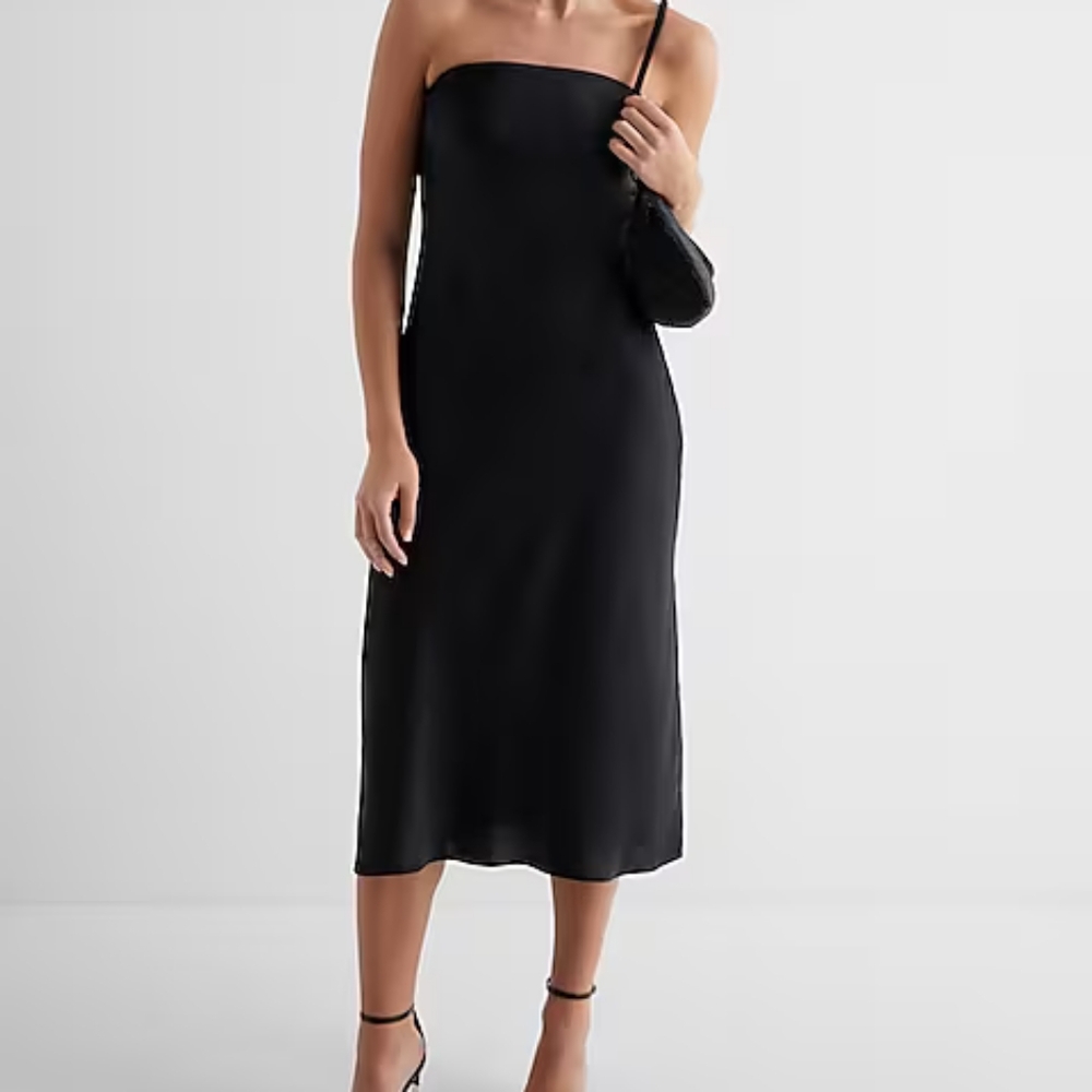 Satin Strapless Midi Slip Dress